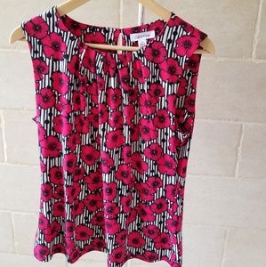 Calvin Klein Sleeveless Floral and Striped Top 🌺